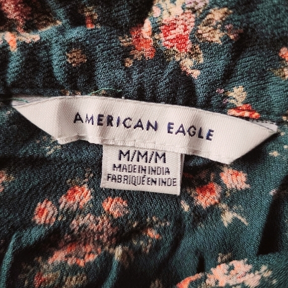 American Eagle AEO Green Floral Wrap Skirt Side Tie Women's Medium M Cottage EUC - Picture 9 of 11